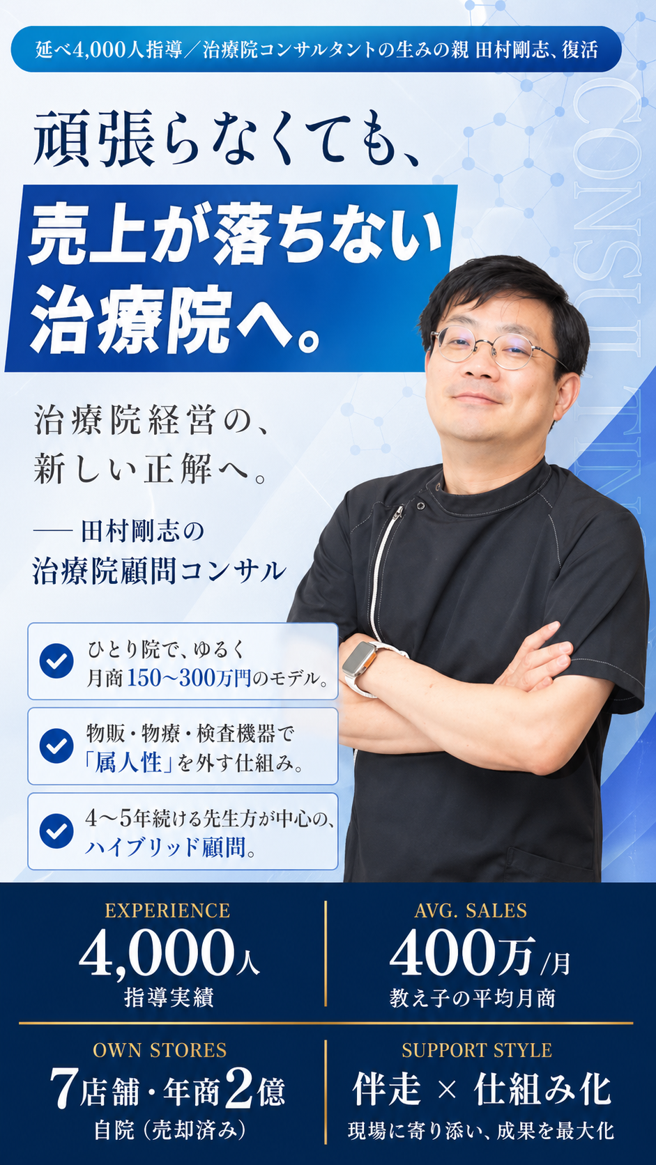 頑張らなくても、売上が落ちない治療院へ。｜田村剛志の治療院顧問コンサル